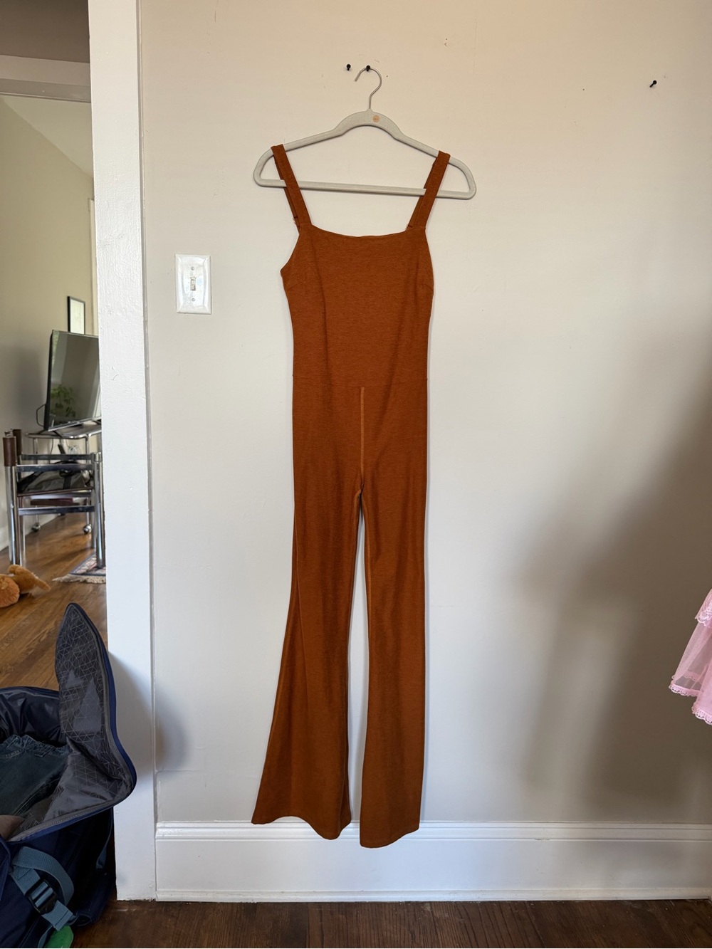 Beyond yoga Square-Neck workout Jumpsuit onesie in Rust